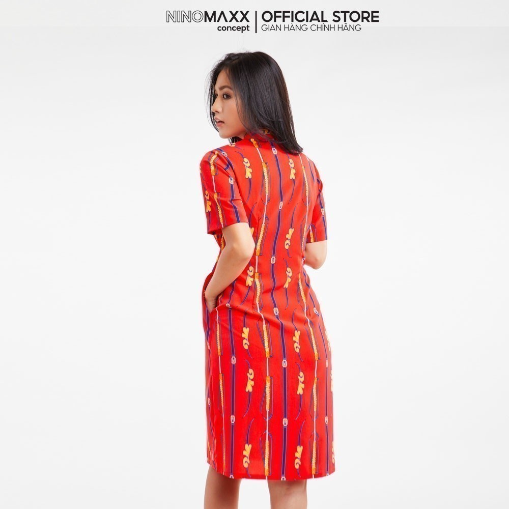 [CÒN SIZE S] N&M Đầm nữ cổ sơ mi thắt eo in hoạ tiết 2009015