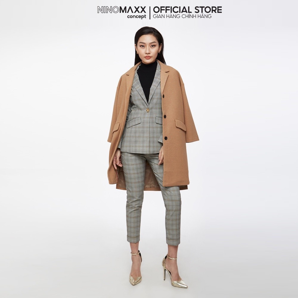 [CÒN SIZE S] Quần Tây nữ sọc kẻ caro dáng ôm ống đứng chất liệu co giãn N&M NINOMAXX 1907152