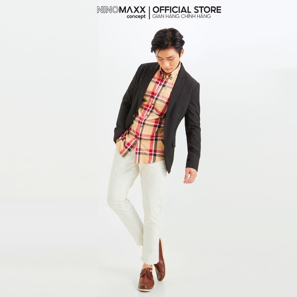 [CÒN SIZE S, XL] NINOMAXX Áo Sơ Mi Nam sọc caro tay dài SlimFit kiểu dáng trẻ trung 2010031