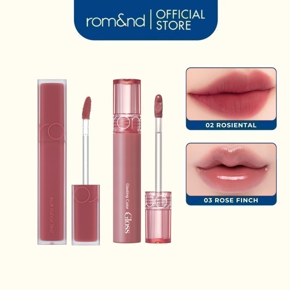 [Rom&nd x KOL] Combo Son Kem Blur Fudge Tint + Son Bóng Romand Glasting Color Gloss