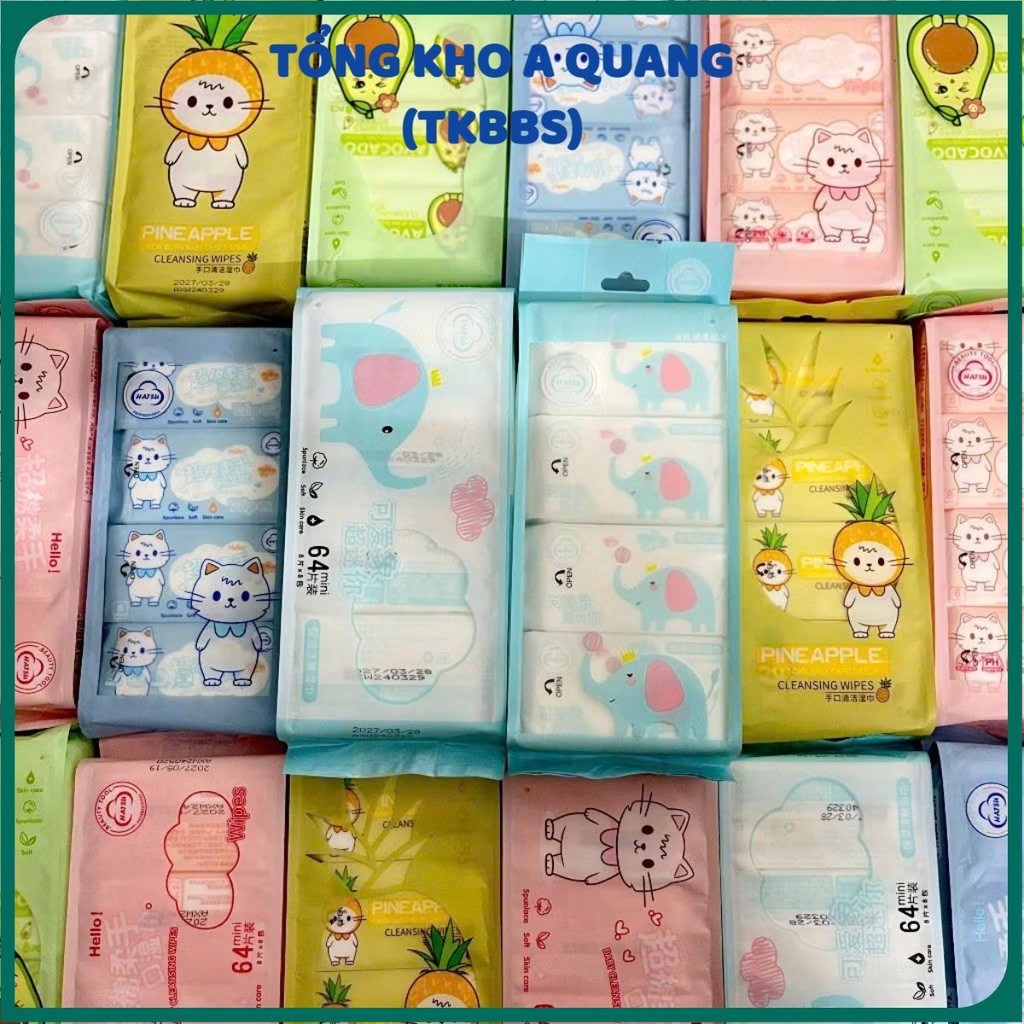 Bịch 8 Gói Khăn An Toàn Cho Da,Gói Khăn Ướt Thiết Kế Siêu Nhỏ Phù Hợp Khi Di Chuyển - TÚI KHĂN ƯỚT MINI BỎ TÚI CẦM TAY