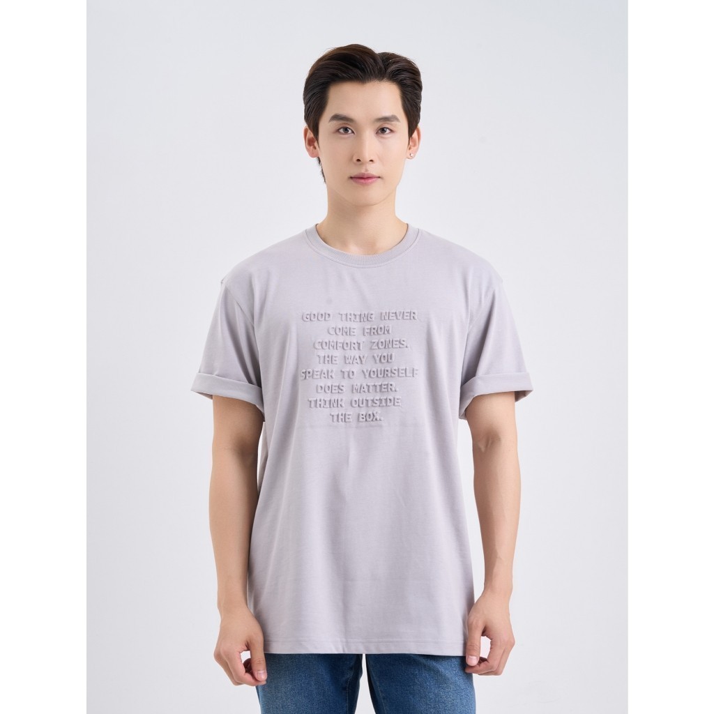 Áo phông nam basic cotton 100% mềm mại CANIFA có hình in nổi 8TS25C002