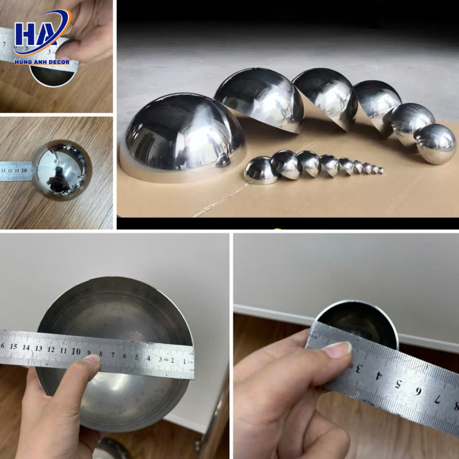 Bán cầu inox 304 sáng bóng Size 51mm–100mm – Nửa quả cầu inox trang trí ...