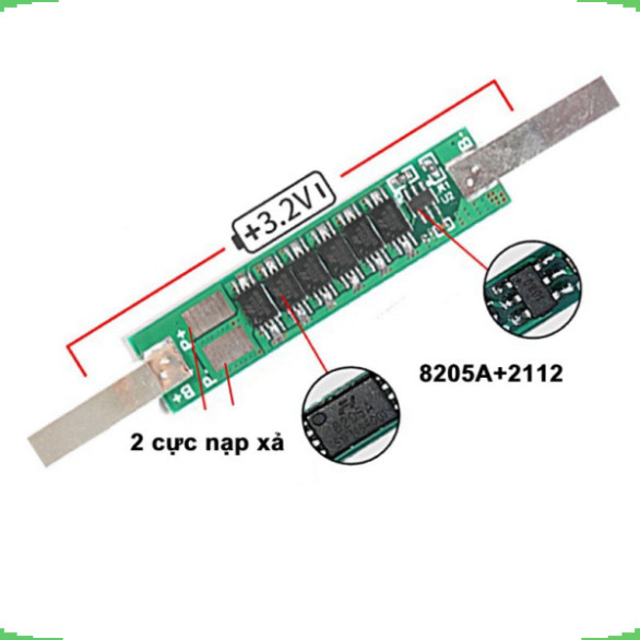 [Giá bán sỉ] Mạch bảo vệ pin sắt LifePo4 1S 3.2V có sẵn kẽm hàn