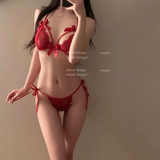 Set bộ đồ lót ren nữ sexy DL07 gồm áo lót ren không gọng và quần lót buộc dây gợi cảm