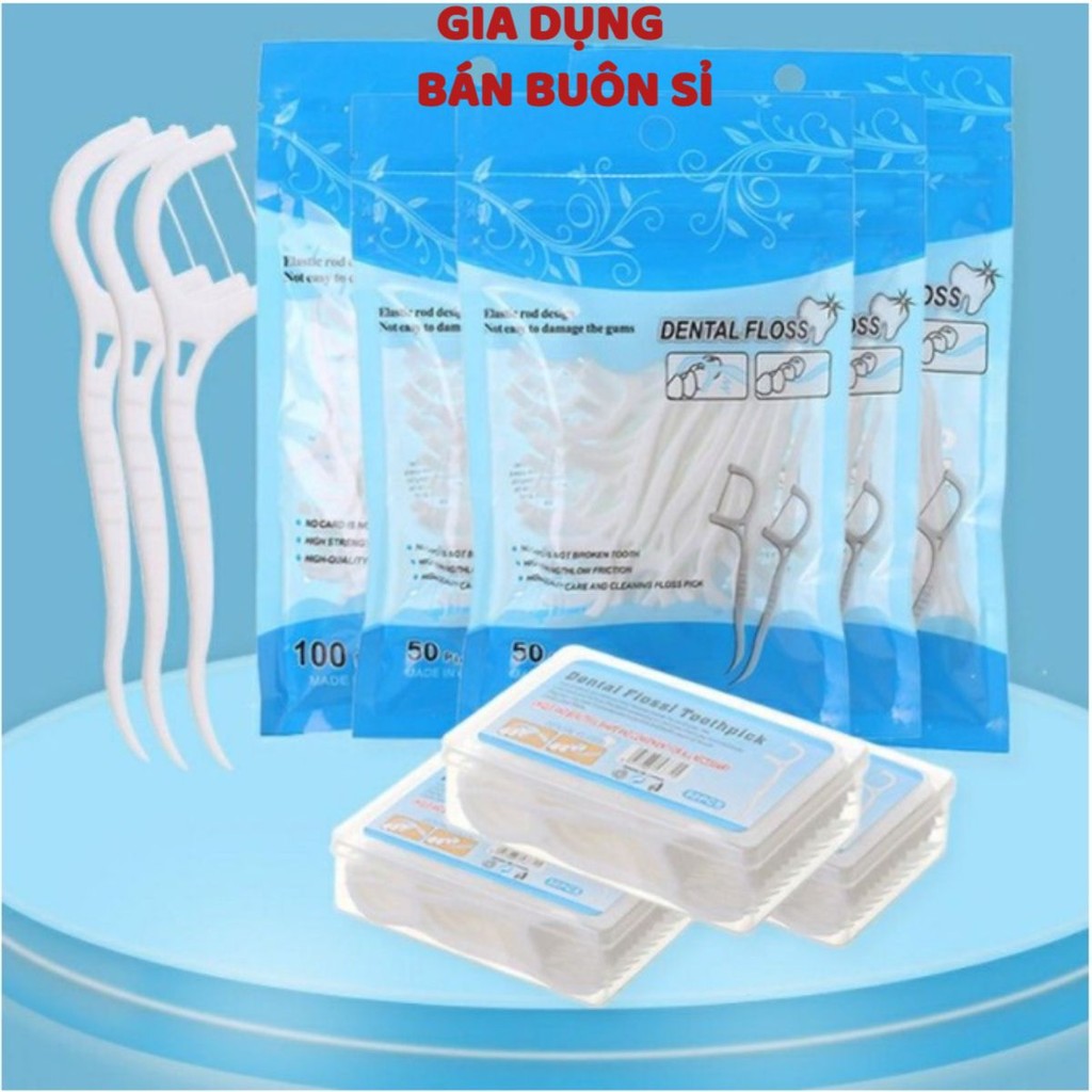 10 Hộp 50 Chiếc Tăm Chỉ Nha Khoa Sợi Chỉ Mảnh