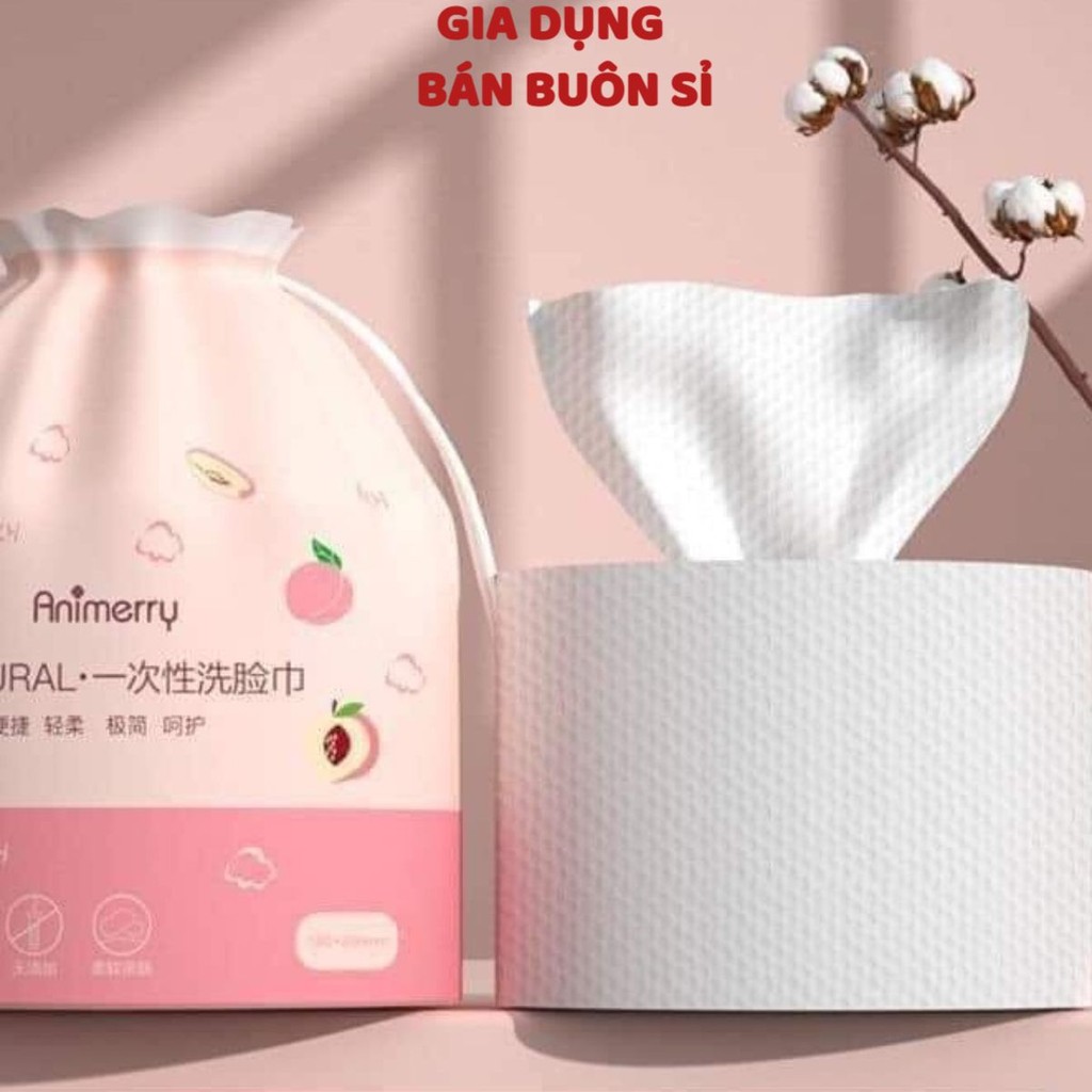 Khăn giấy đa năng- Khăn Mặt Khô Aminerry (dùng 1 lần, tẩy trang lau khô lau ướt, khăn lau mặt nén trái đào siêu mềm mịn)