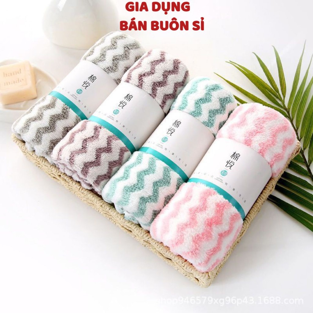 [COMBO 5]KHĂN MẶT LÔNG CỪU XUẤT HÀN KẺ SỌC KT 30x50CM T2