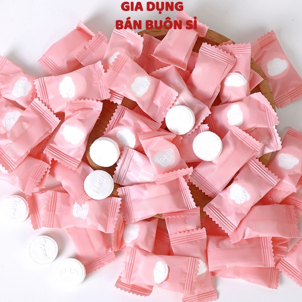 100 Khăn Giấy Nén Du Lịch Hình Viên Kẹo