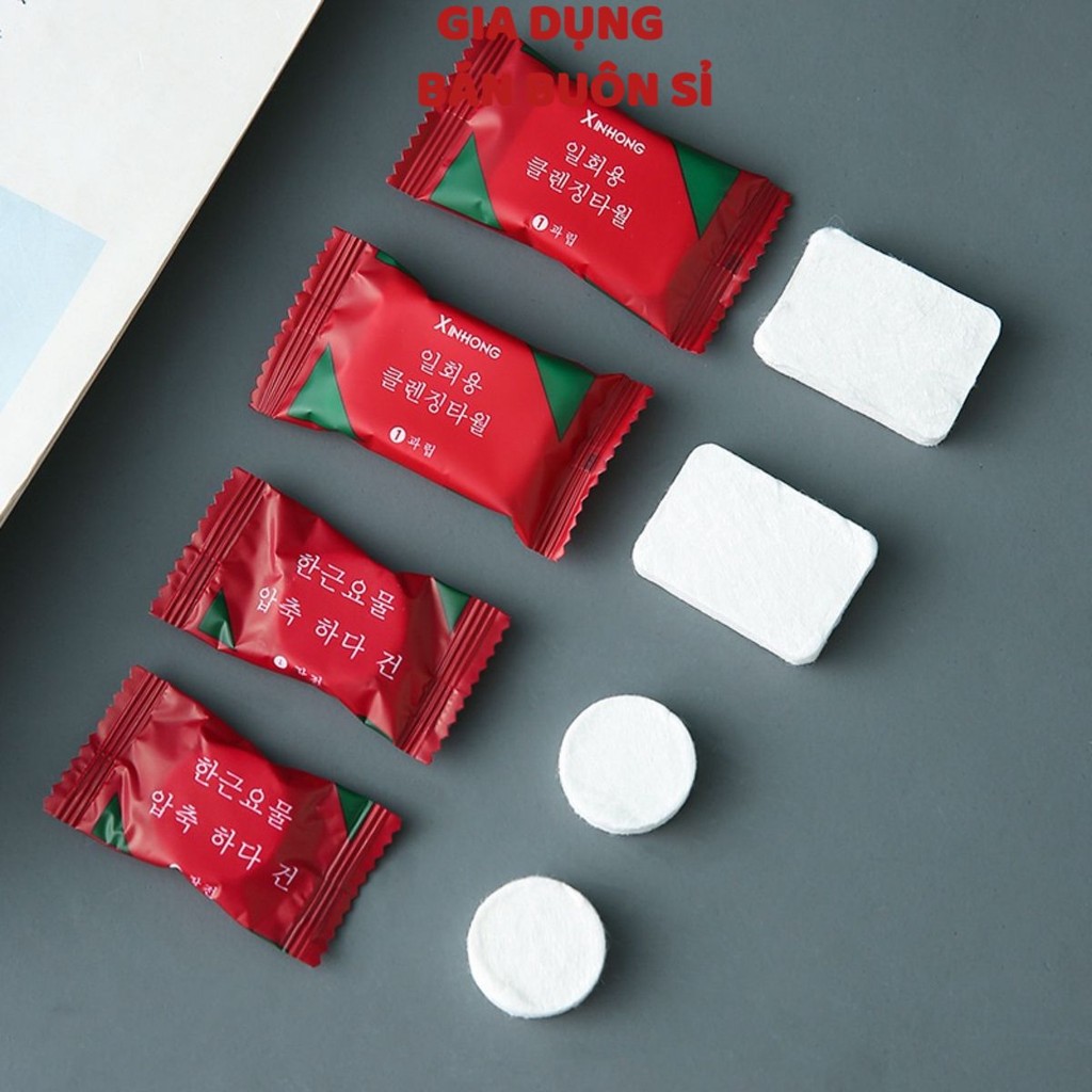 [COMBO 10] Túi Khăn giấy nén dạng viên kẹo rất tiện Rửa Mặt an toàn khi đi du lịch, đi chơi, đi làm, công tác
