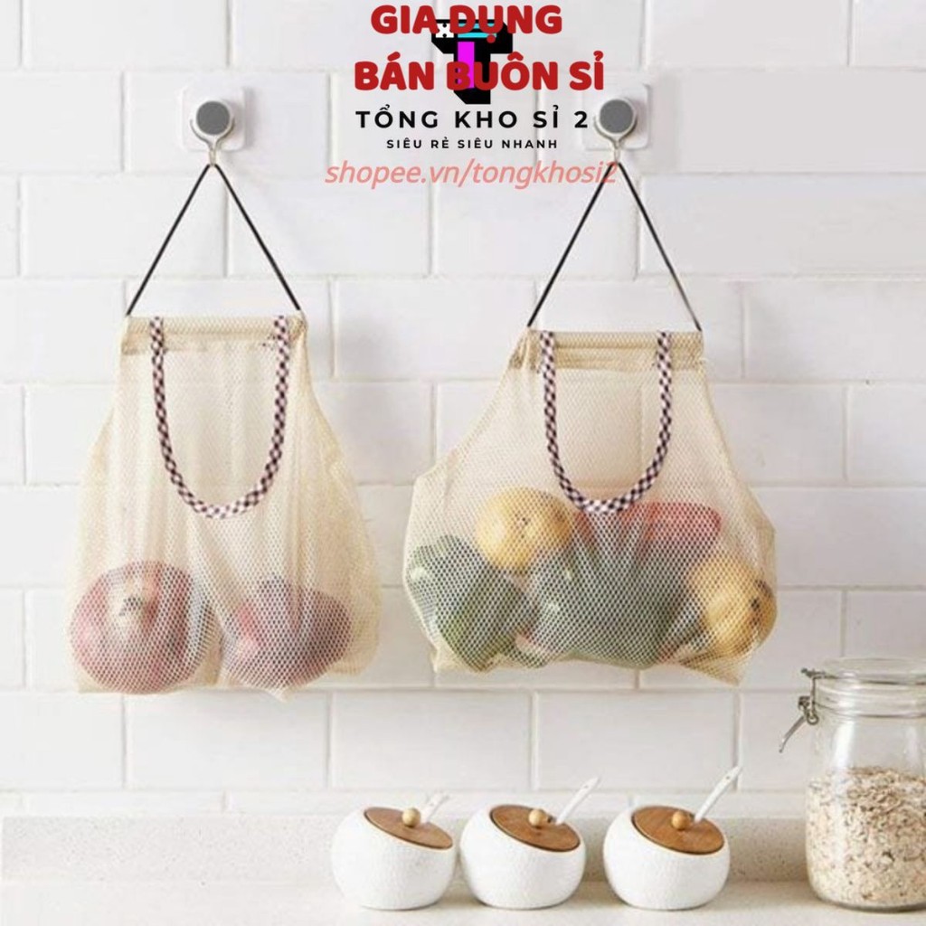 (COMBO 5) Túi Lưới Treo Hành Tỏi, Hoa Qủa Có Quai Tiện Lợi