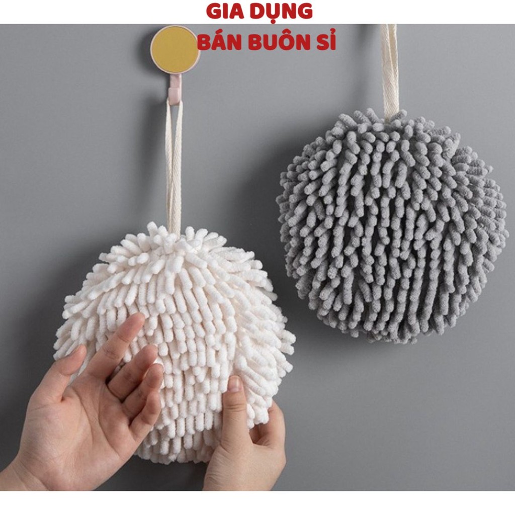 2 Khăn Lau Tay Tròn San Hô Chenille Thấm Hút Cực Tốt Cho Nhà Bếp, Nhà Tắm
