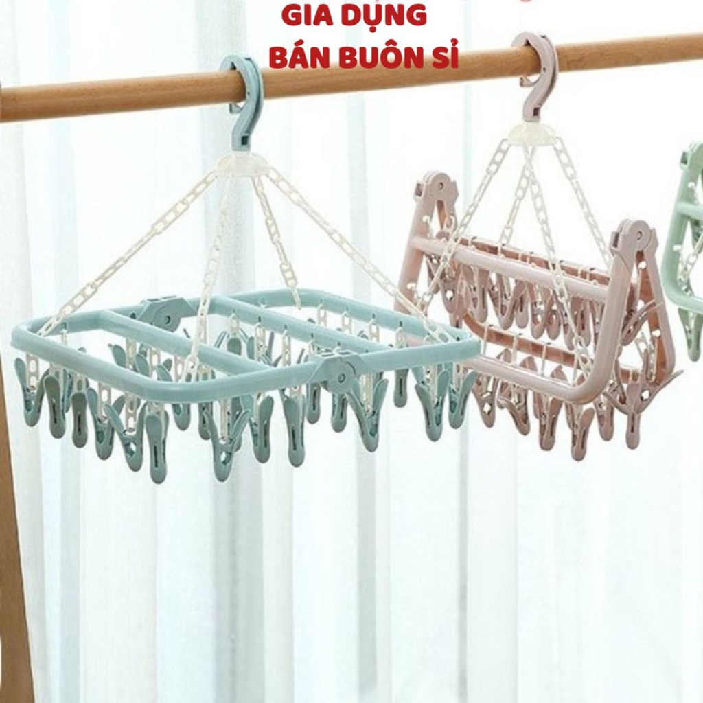 Giá Móc 32 Kẹp Treo Phơi Quần Áo Cho Bé Và Mẹ - Móc chùm phơi quần áo, đồ trẻ em, tã, đồ nhỏ, quần lót nam nữ (32 Kẹp)