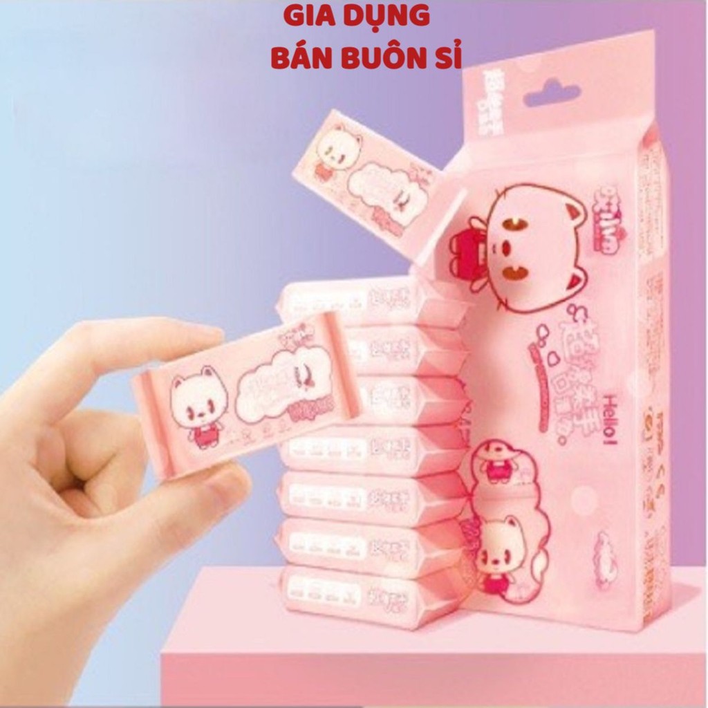 Khăn Ướt AIXIAOJIN Baby Mini Wipes Phong Cách Hoạt Hình Tiện Lợi 1 Gói 8 Miếng Khăn Ướt - KHĂN ƯỚT CAO CẤP
