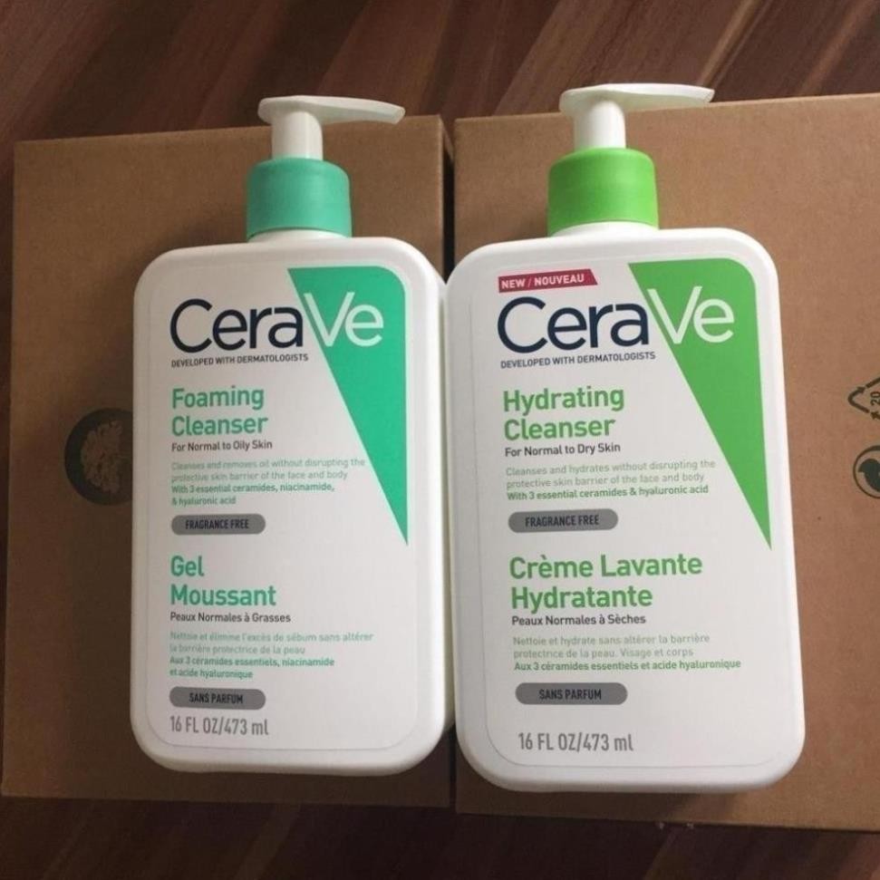 Sữa Rửa Mặt Cerave Bản Pháp Có Bill 236ml - 473ml Cho Da Dầu, Da Nhậy Cảm
