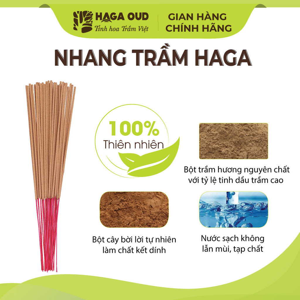 Ảnh Nhang trầm Haga 3 Sạch, Thơm ngọt ấm dễ chịu, Ít khói, An toàn sức khỏe, 50 cây/5 cây - 30cm/40cm 2