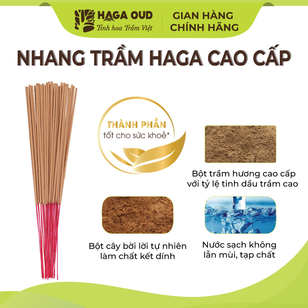 Ảnh Nhang trầm Haga cao cấp, Thơm trầm đậm ngọt, Mùi hương cao quý, An toàn sức khỏe, 50 cây/5 cây - 30cm/40cm 2