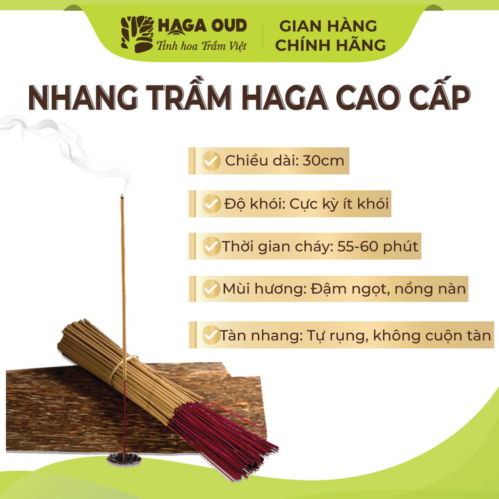 Ảnh Nhang trầm Haga cao cấp, Thơm trầm đậm ngọt, Mùi hương cao quý, An toàn sức khỏe, 50 cây/5 cây - 30cm/40cm 3