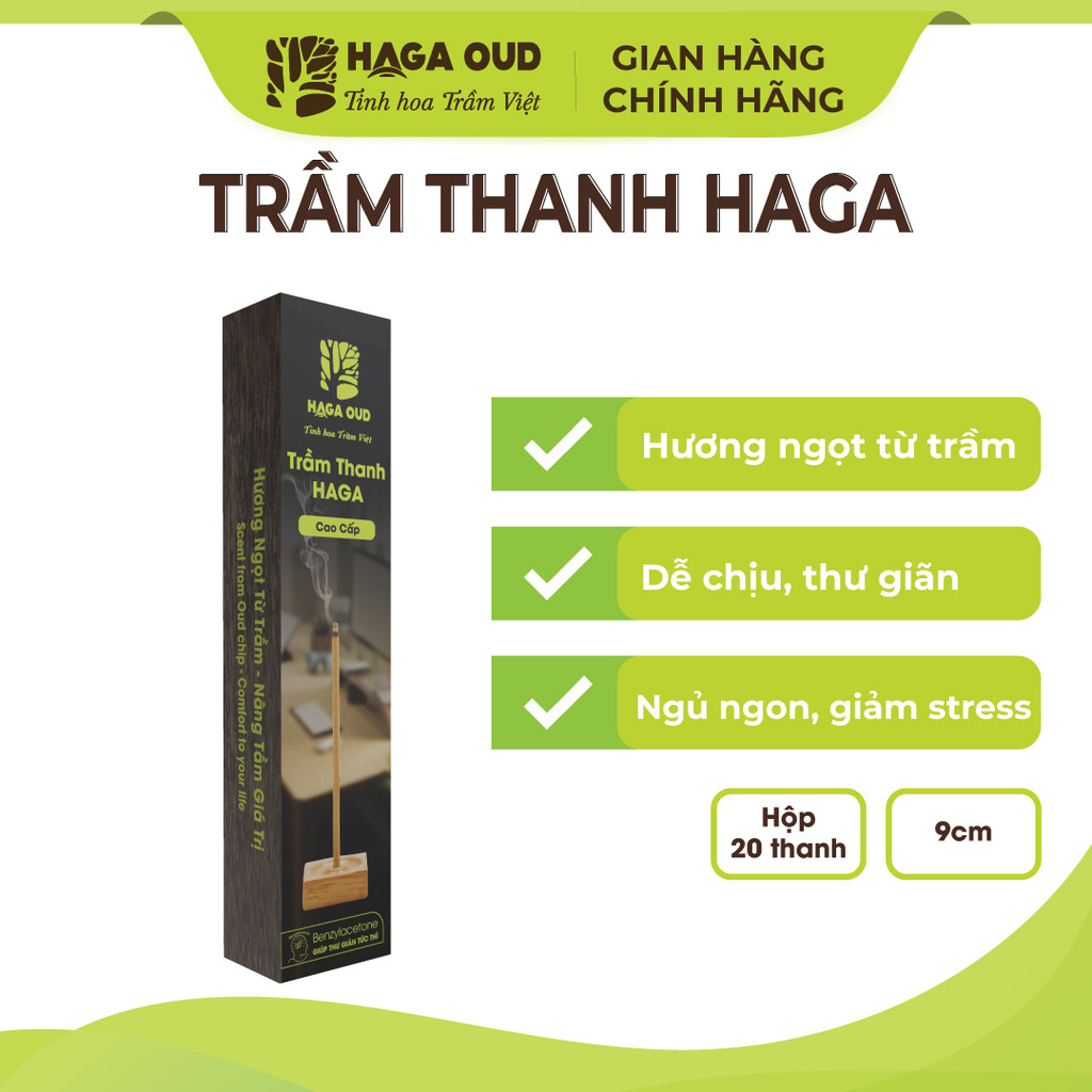 Ảnh Trầm thanh Haga (nhang không tăm) giúp Thư giãn tức thì - 9cm 20 cây 1
