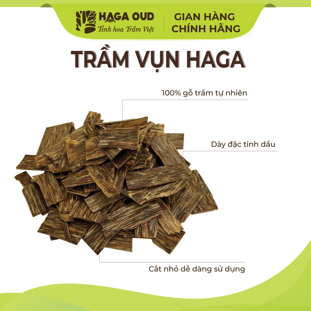 Ảnh Trầm vụn Haga tự nhiên dày đặc tinh dầu, thơm hương trầm nguyên bản (Không kèm than và dụng cụ) 1