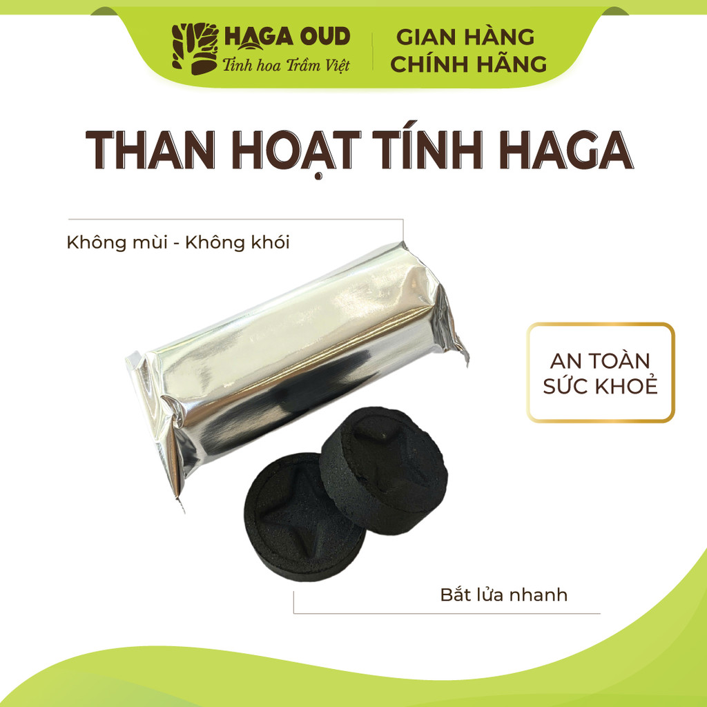 Ảnh Than hoạt tính HAGA, Xông đốt trầm hương, Ít mùi-Ít khói, Mồi lửa nhanh, An toàn sức khỏe-5 viên/gói 2