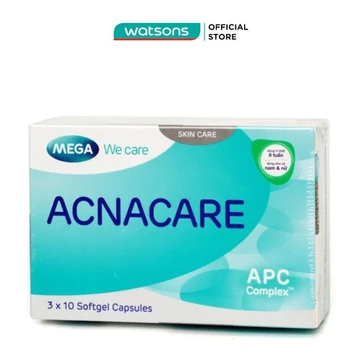 [Mã FMCGWA101 giảm 8% đơn 250K] Thực Phẩm Chức Năng Ngăn Ngừa Mụn Mega We Care Acnacare (3 Vỉ x 10 Viên)/Hộp