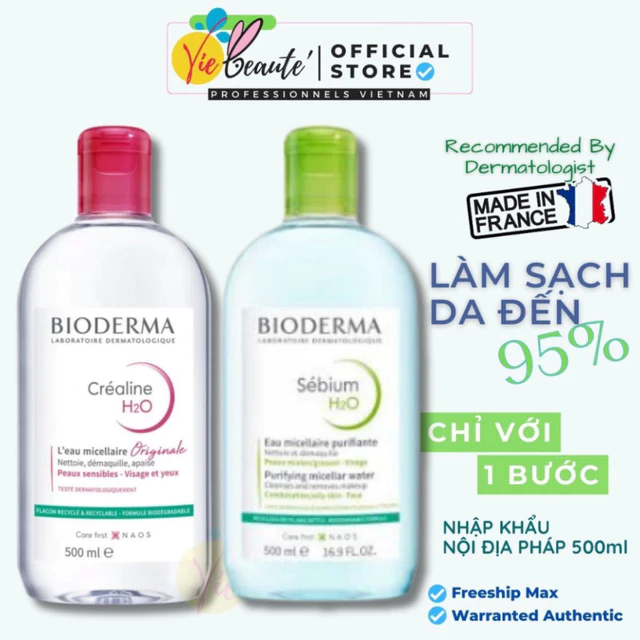 Nước tẩy trang Bioderma cho da dầu mụn, nhạy cảm - Bioderma Sensibio + Sebium H2O 500ml