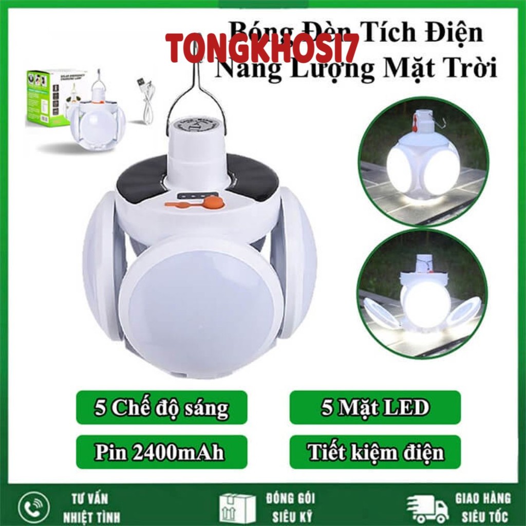 Bóng đèn led tích điện, năng lượng mặt trời hình 4 Cánh Hoa có thể đóng mở (40W)