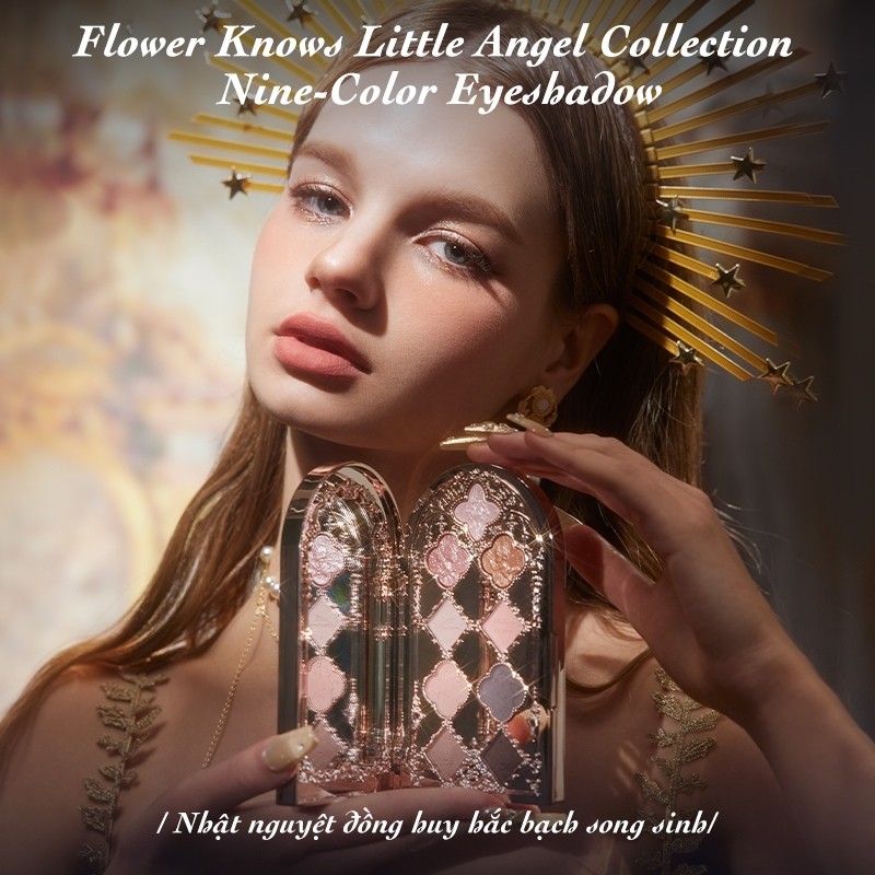 Ảnh Bảng phấn mắt Flower Knows hình thiên thần nhỏ phối hoa xinh xắn 10.5g 2