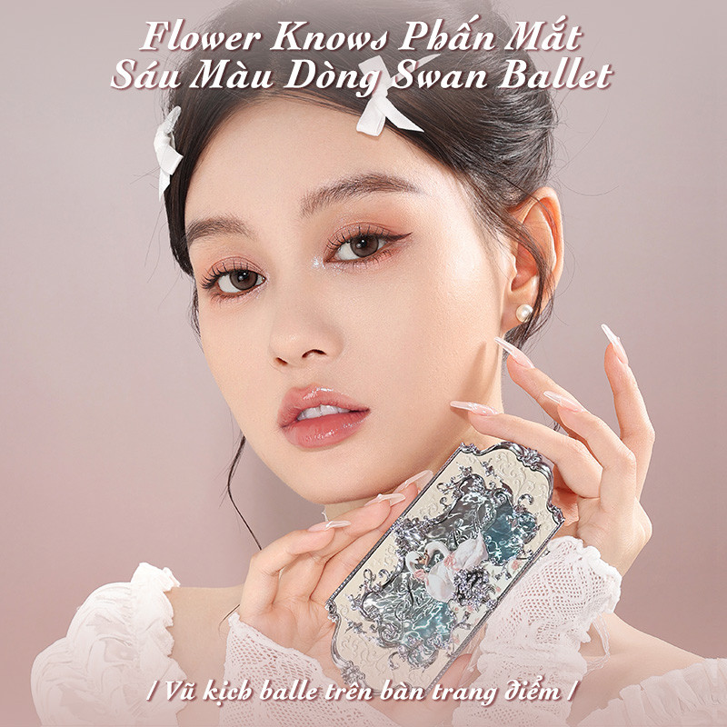 Ảnh Flower knows Bảng Phấn Mắt swan ballet Sáu Màu Sắc Hiệu Ứng Mịn Màng Lâu Trôi 6.5g 2