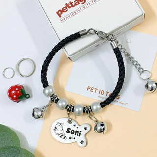 Vòng cổ hạt charm hình mix ngẫu nhiên và chuông cho chó mèo (không kèm thẻ tên)