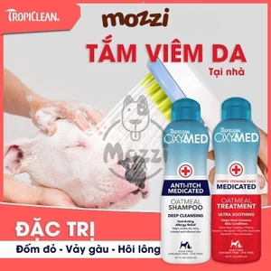 Sữa tắm Tropiclean OXYMED Gội ủ xả viêm da nấm ngứa 592ml cho chó mèo