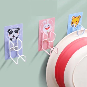 Combo 2 Móc Treo Thau Chậu Dán Tường Hoạt Hình Xinh Xắn, Không Cần Khoan Tường