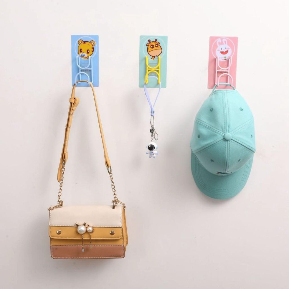 Combo 2 Móc Treo Thau Chậu Dán Tường Hoạt Hình Xinh Xắn, Không Cần Khoan Tường