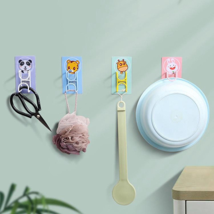 Combo 2 Móc Treo Thau Chậu Dán Tường Hoạt Hình Xinh Xắn, Không Cần Khoan Tường