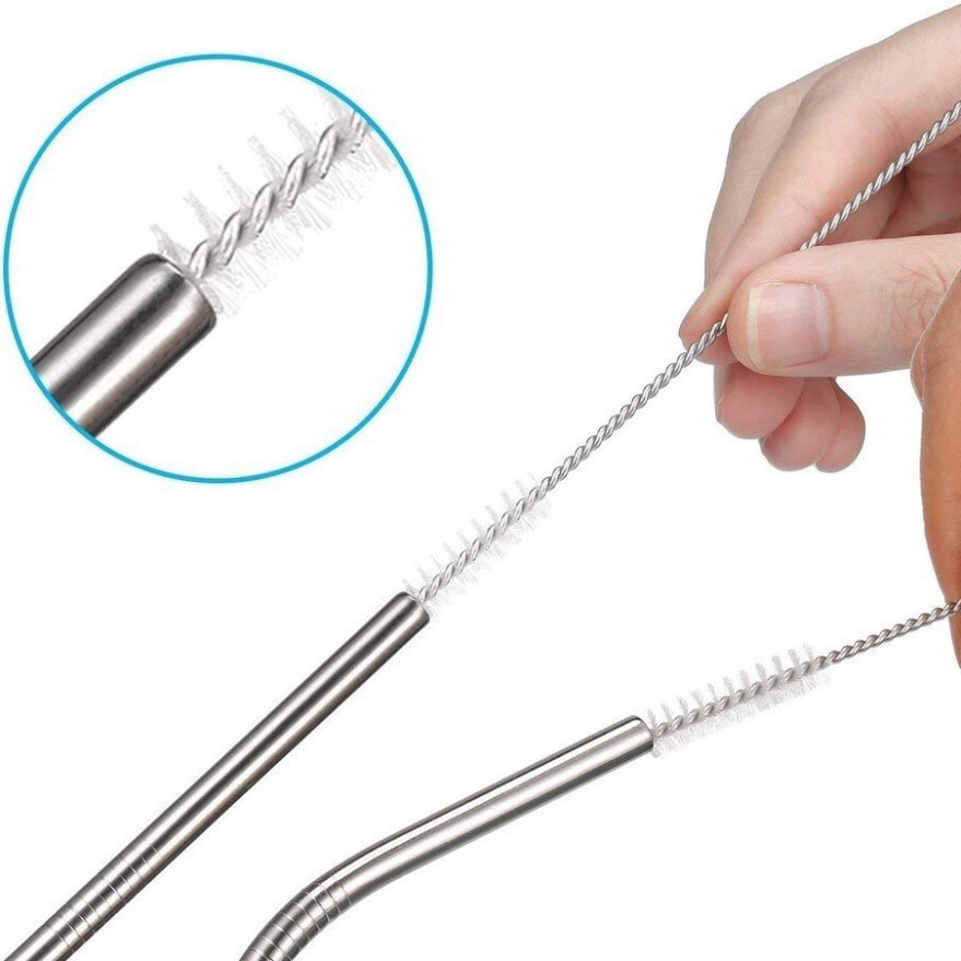 Que Cọ Rửa Vệ Sinh Ống Hút Bằng Thép Không Gỉ Kích Thước 17.5cm.Dễ Dàng Uốn Cong, Làm Sạch Mọi Vết Bẩn