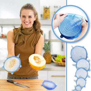 Bộ 6 Nắp Đậy Thực Phẩm Silicon - Màng Bọc Thực Phẩm Silicon Che Thức Ăn, Hoa Quả