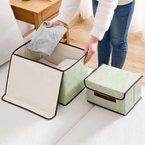 Combo 2 Hộp Vải Đựng Đồ, Quần Áo, Đồ Lót, Ga Giường Có Thể Gấp Gọn Thùng Đựng Đồ Đa Năng Có Nắp Đậy