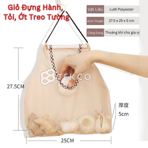 Giỏ Đựng Hành, Tỏi, Ớt Treo Tường Nhà Bếp - Túi Lưới Treo Tường Đựng Rau Củ Quả