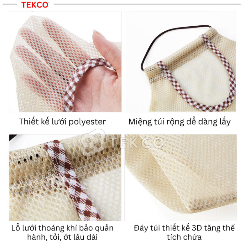 Giỏ Đựng Hành, Tỏi, Ớt Treo Tường Nhà Bếp - Túi Lưới Treo Tường Đựng Rau Củ Quả