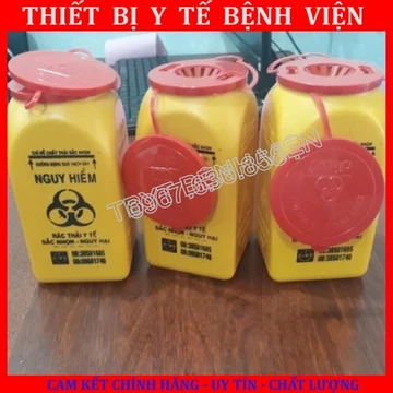 Bình Hủy bơm Kim Tiêm 1,5 lít, thùng chứa kim tiêm,rác sắc nhọn, sinh học, hộp đựng vật sắc nhọn 1.5L