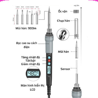 Mỏ hàn thiếc, hàn chì điều chỉnh nhiệt độ hiển thị LCD SL926 220v 90w