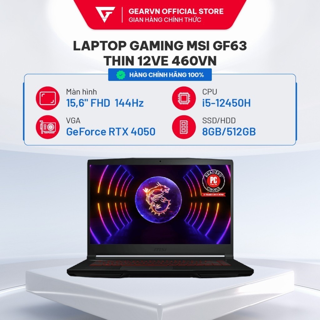 Laptop gaming MSI GF63 Thin 12VE 460VN