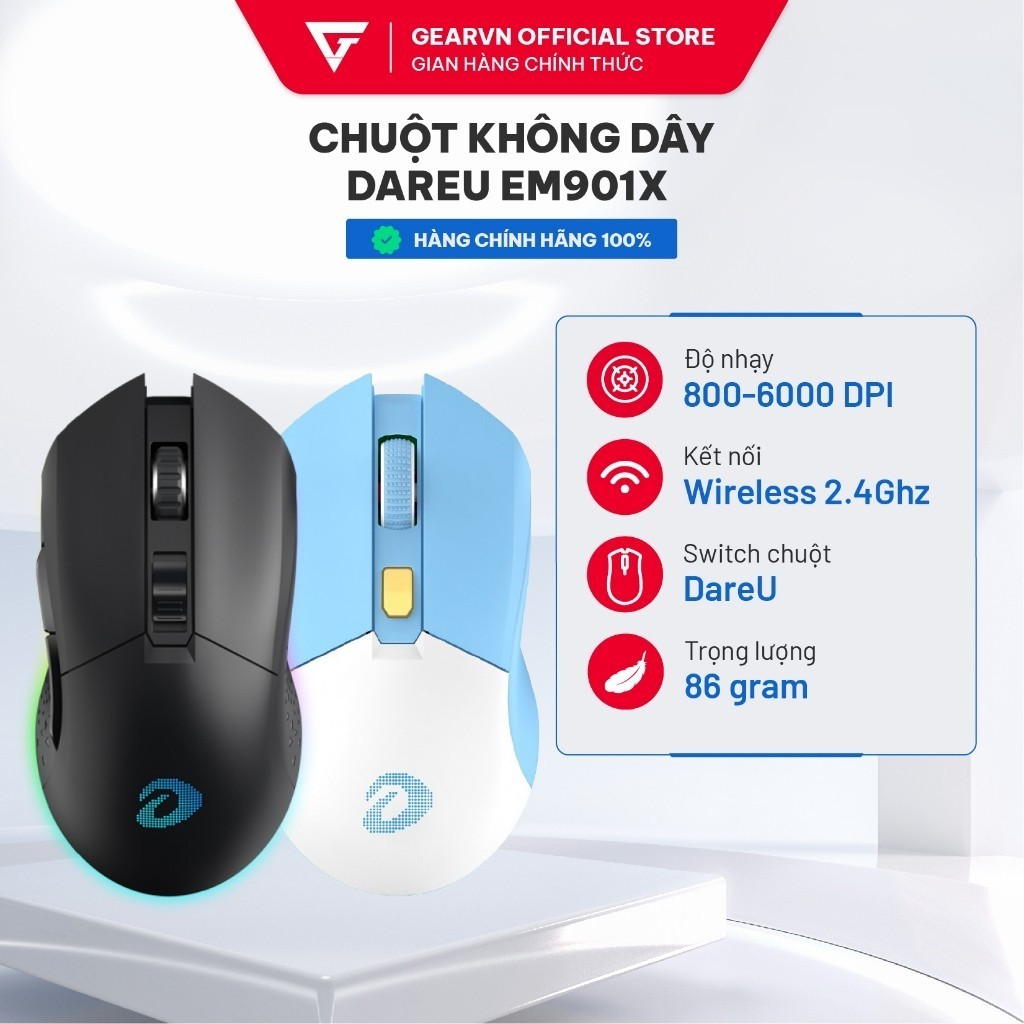 Chuột Không Dây DAREU EM901X (RGB/6000DPI/6 Nút/ Wireless 2.4 GHz ...