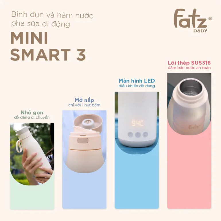 Bình đun và hâm nước pha sữa cầm tay Mini Smart 1 FB3622VA - Smart 2 FB3625VA - Smart 3 FB3621FD - Smart 6 FB3820FD