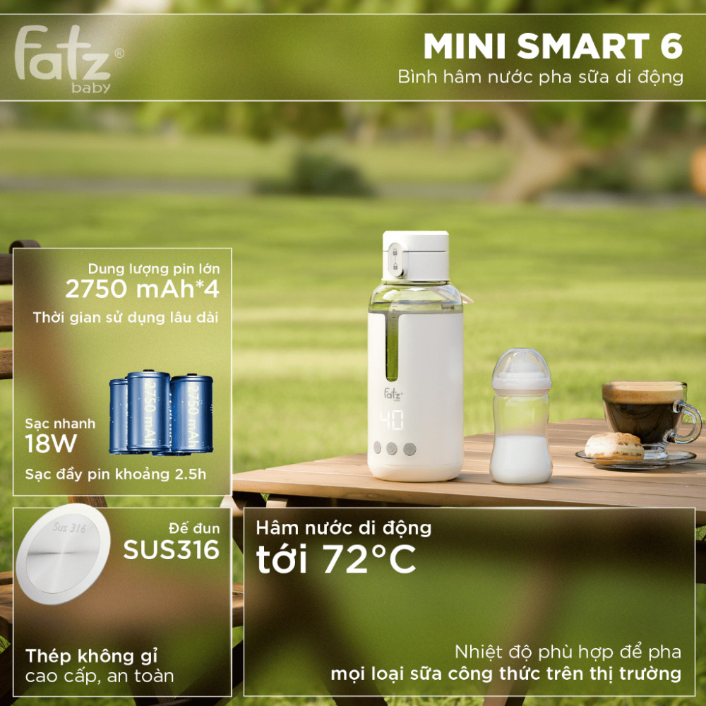 Bình đun và hâm nước pha sữa cầm tay Mini Smart 1 FB3622VA - Smart 2 FB3625VA - Smart 3 FB3621FD - Smart 6 FB3820FD