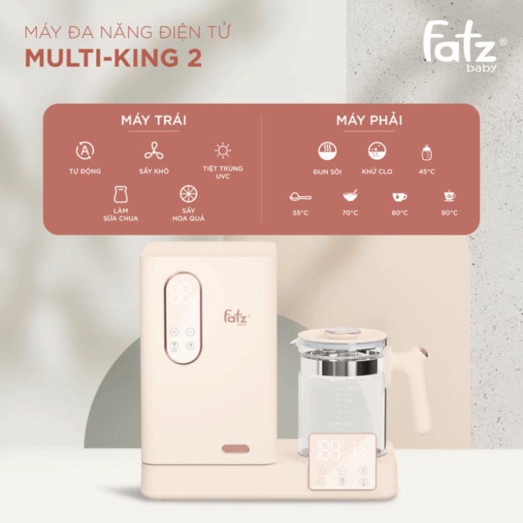 Máy đa năng điện tử tiệt trùng UVC LED Sấy khô Đun hâm nước Fatz Baby Multi-King 2 - Multi-King 3 - Multi-King 4 BH 12th