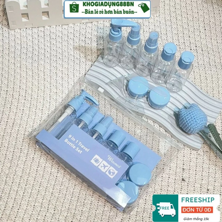 Bộ Chiết Mỹ Phẩm Set Chiết Mỹ Phẩm Tiện Lợi Khi Đi Du Lịch, Combo Lọ Chiết Mỹ Phẩm 7, 8, 9 Món