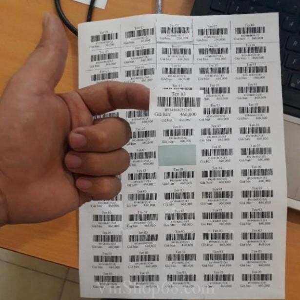 100 tờ Giấy in mã vạch Tomy A4 145, 65 tem 38x21mm / giấy in mã code ...