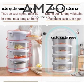 LỒNG BÀN 5 TẦNG CAO CẤP GIỮ NHIỆT CHỐNG BỤI BẨN CÔN TRÙNG CÓ LỖ THOÁNG KHÍ CÓ QUAI XÁCH